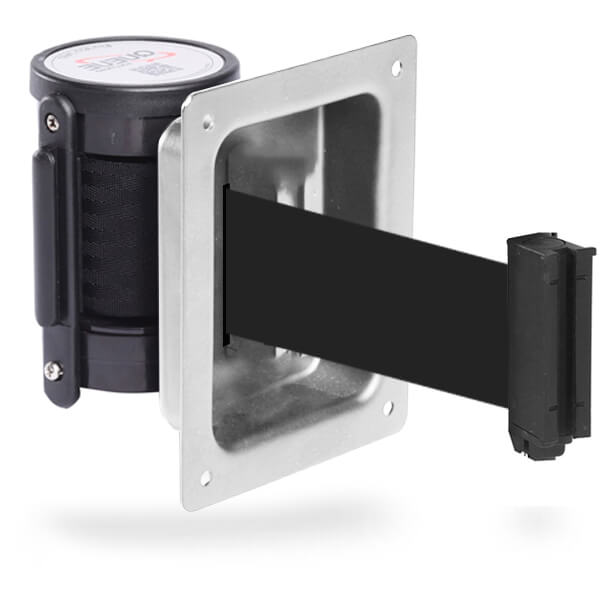 recessed-wall-belt-barrier - Crowd Control Company UK