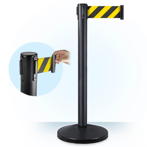 3inch yellow and black retractable belt barrier