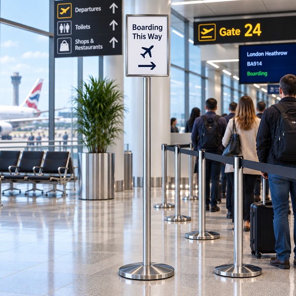 Tall Sign Stand Polished Stainless