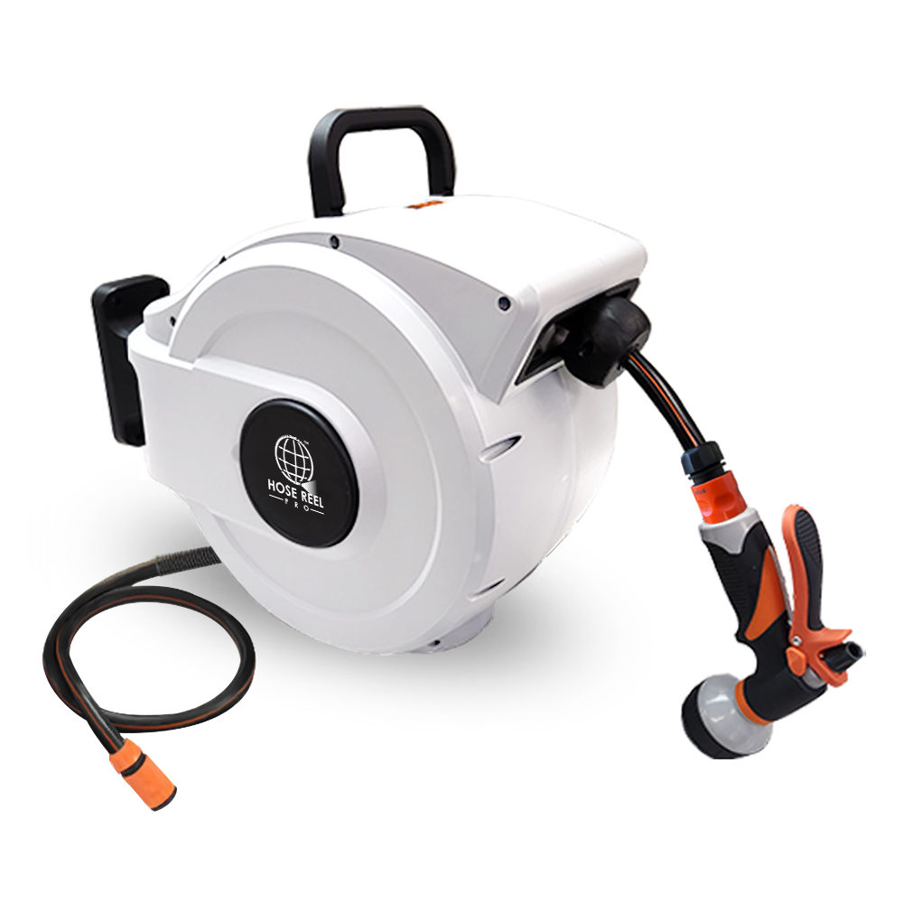 White Garden Hose reel
