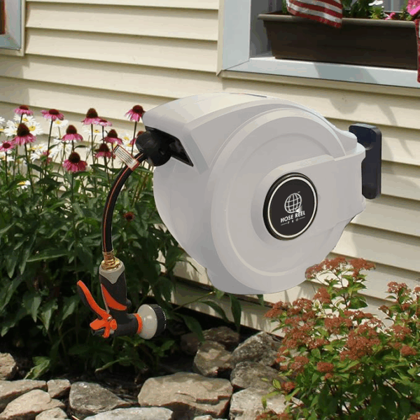 white hose reel in use - Crowd Control Company UK