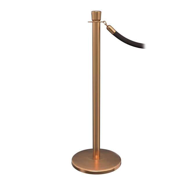 Satin brass rope post with classic crown top